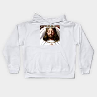 3D Look Artificial Intelligence Art of Christ The King with His Hands Folded  in Prayer Kids Hoodie